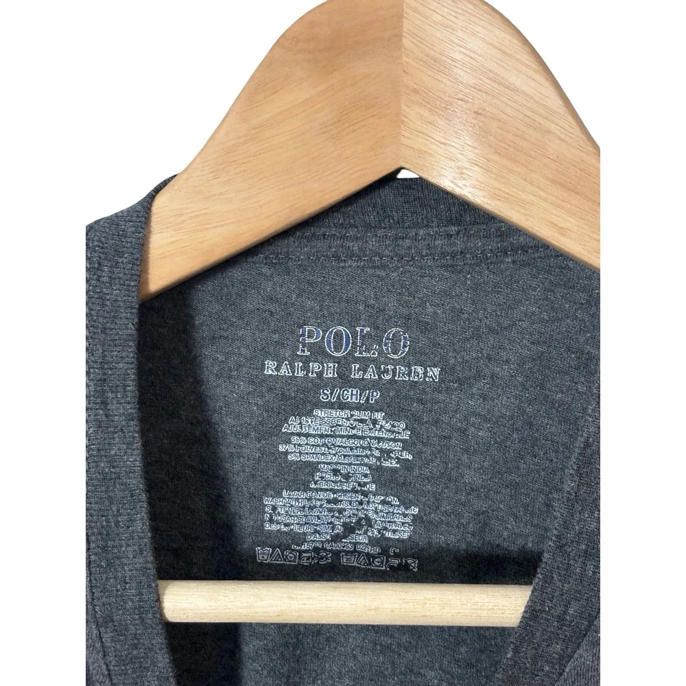 Polo Ralph Lauren Mens Small Stretch Slim Fit T-Shirt Charcoal Grey Cotton Blend